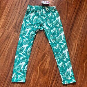 NWT Dot Dot Smile Leggings Ferns Palm Fronds Mint Pattern 3/4